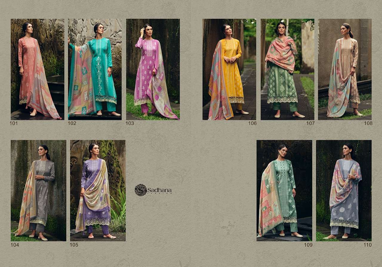 sadhana fashion summer bonanza 101-110 series unstitched designer salwar kameez online dealer surat