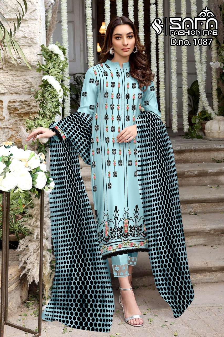 safa fashion fab 1087 series readymade designer pakistani salwar kameez manufacturer surat