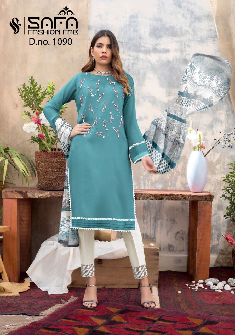 safa fashion fab 1090 series heavy georgette fabrics pakistani salwar suits wholesaler surat 