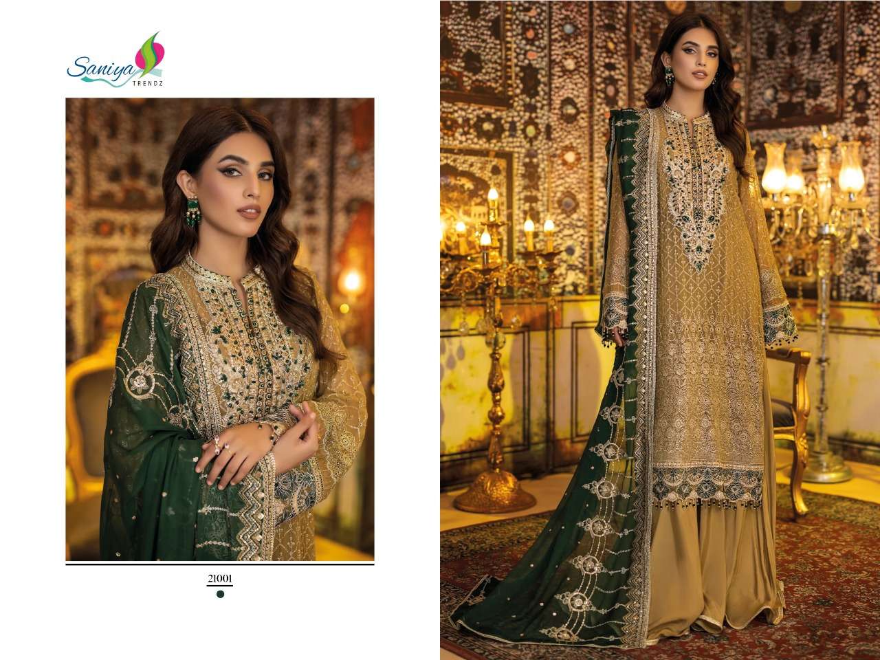 saniya trendz adan libas vol-21 21001-21005 series heavy look designer pakistani salwar suits exporter surat 