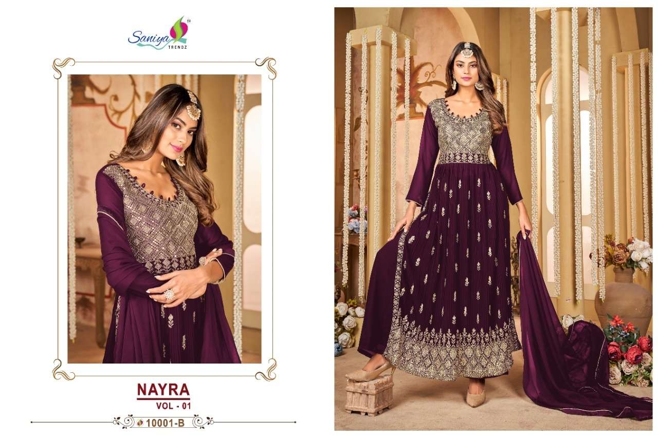 saniya trendz nayra vol-1 10001 series exclusive designer top bottom with dupatta new catalogue 