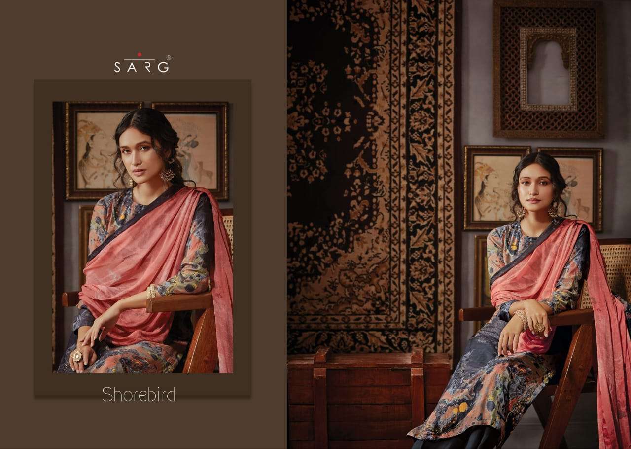 sarg shorebird muslin silk digital print with handwork designer salwar kameez wholesale price surat