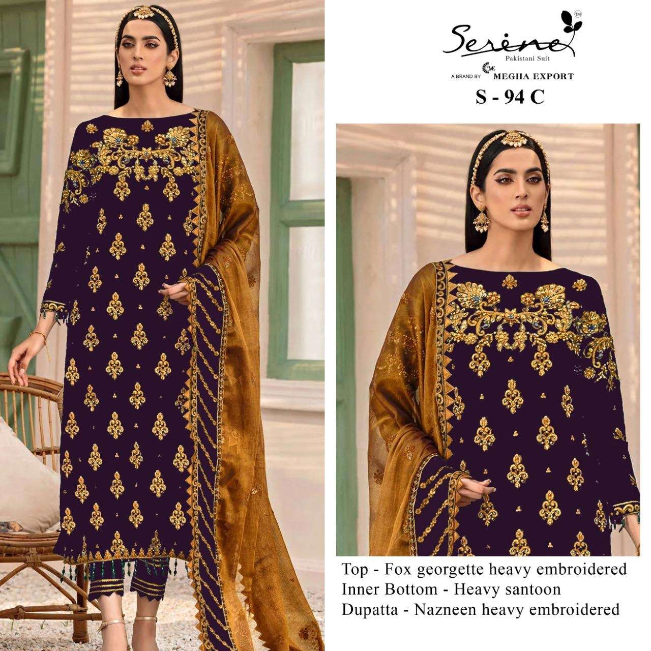 serine s-94 faux georgette with embroidered pakistani salwar kameez latest collection 