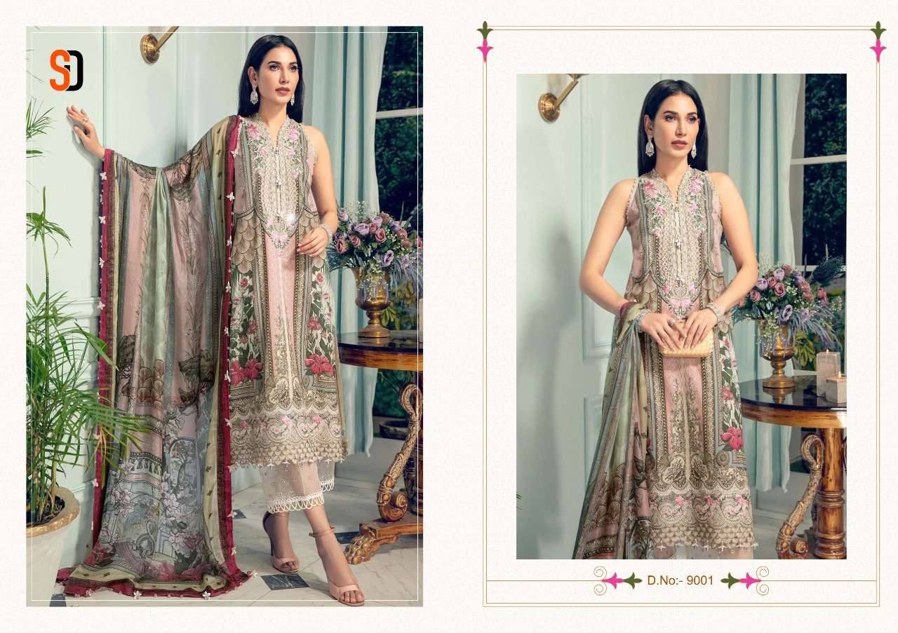 shraddha designer vintage vol-9 9001-9004 series lawn cotton pakistani salwar suits wholesaler surat