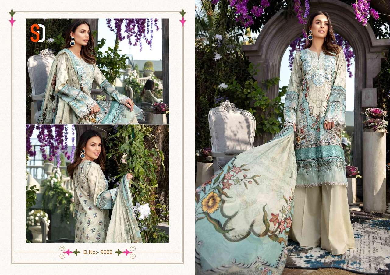 shraddha designer vintage vol-9 9001-9004 series lawn cotton pakistani salwar suits wholesaler surat
