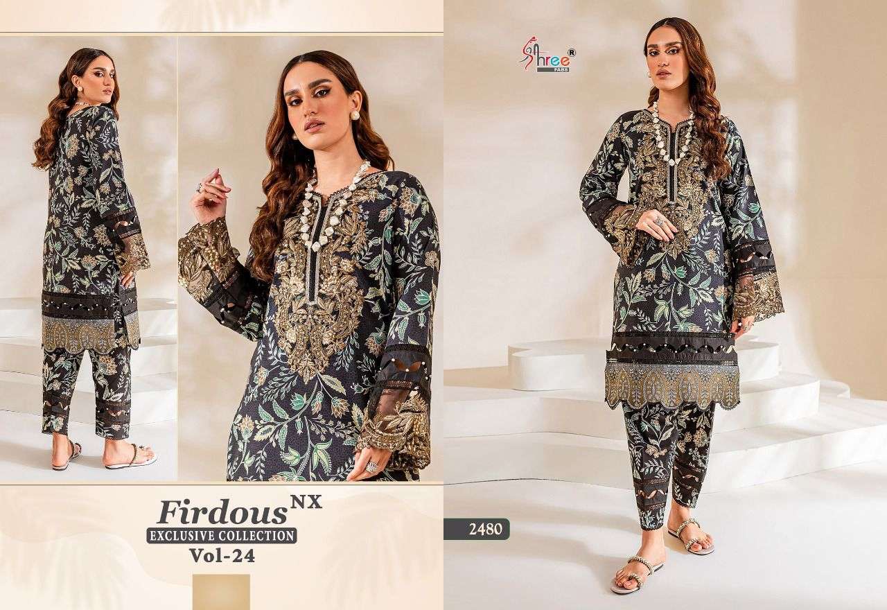 shree fab firdous vol-24 nx 2478-2482 series stylish designer pakistani salwar suits surat 