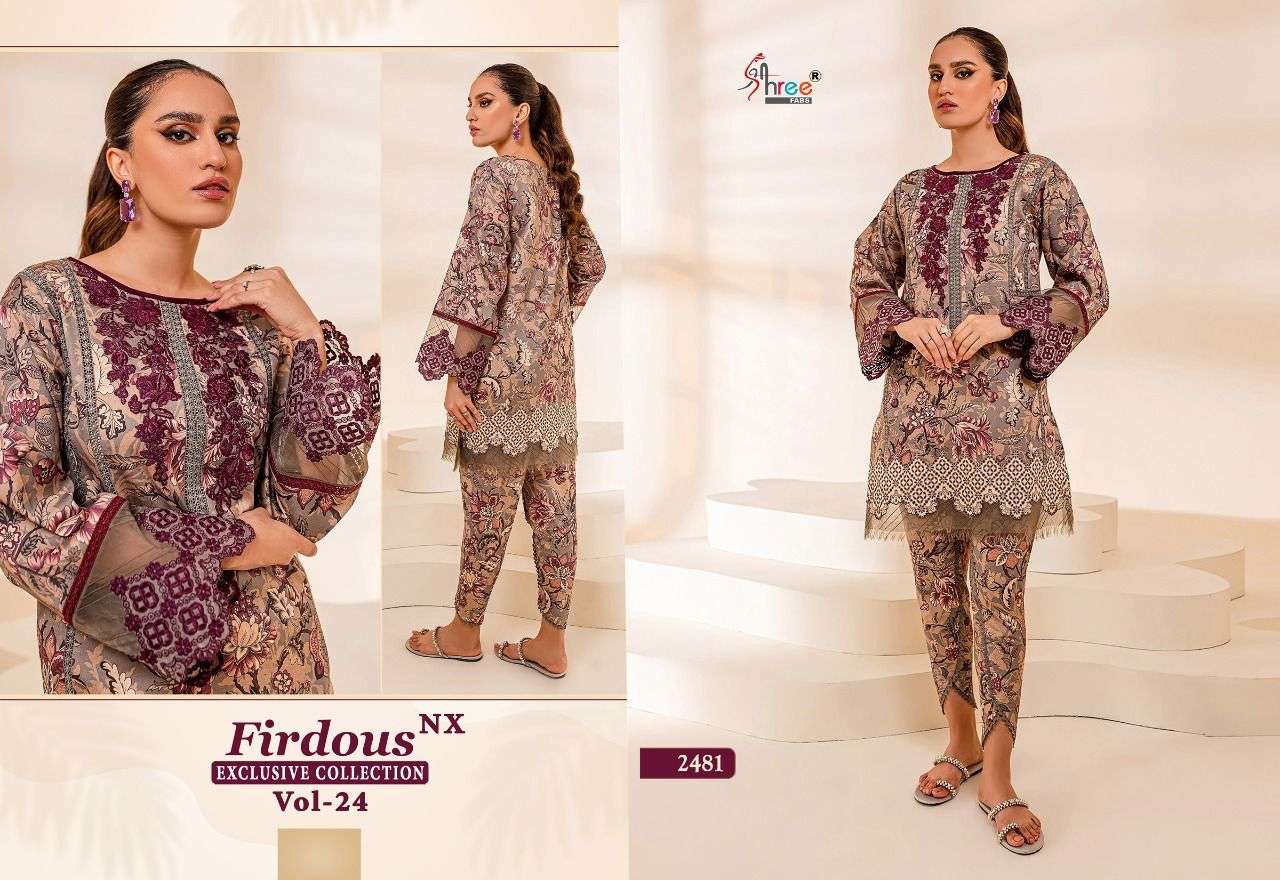 shree fab firdous vol-24 nx 2478-2482 series stylish designer pakistani salwar suits surat 