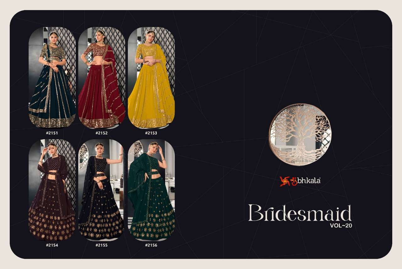 shubhkala bridesmaid vol-20 2151-2156 series function special designer lehenga choli new catalogue collection surat 