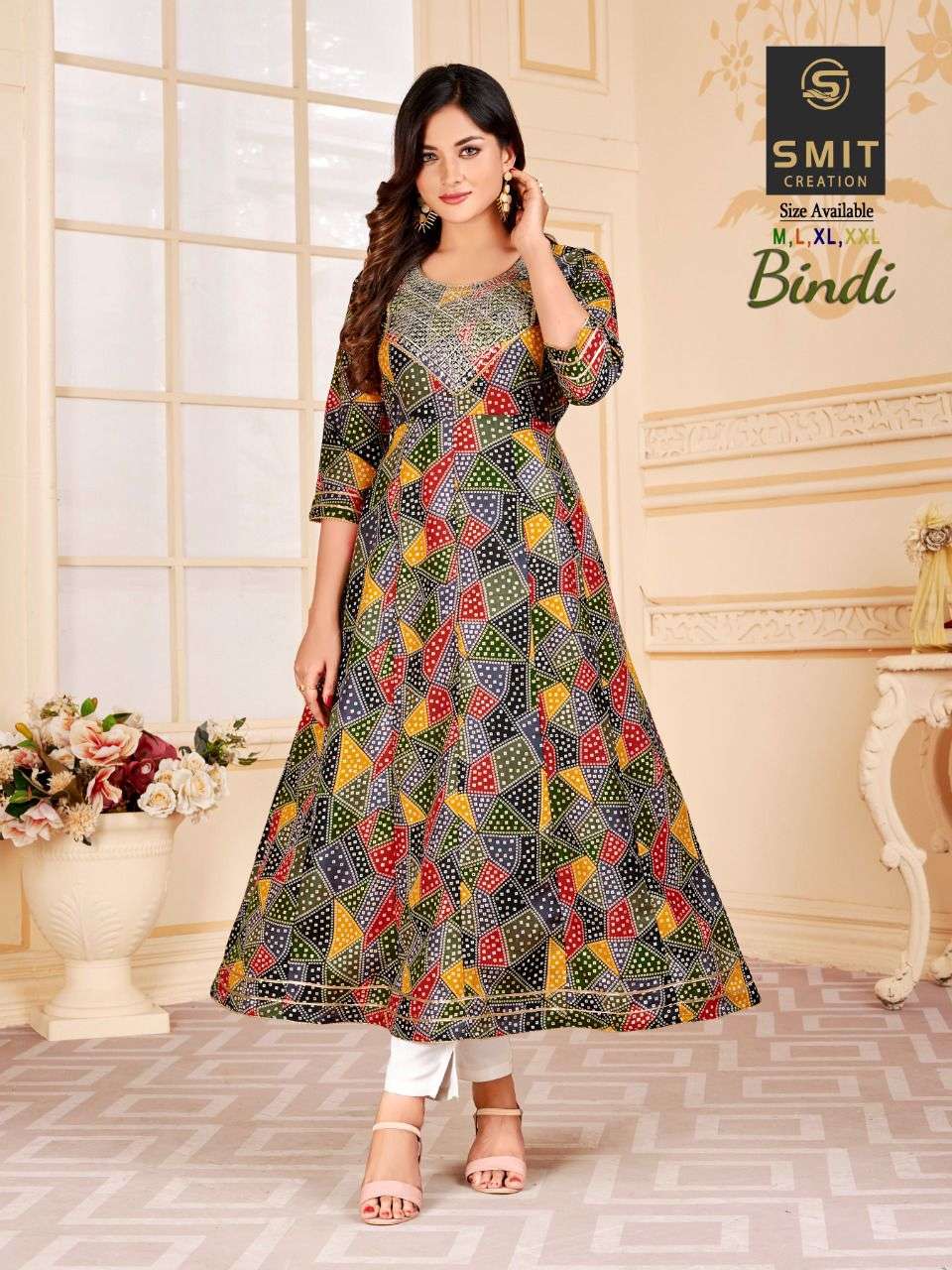 smit creation bindi 1001-1004 series fancy designer gown catalogue manufacturer surat 