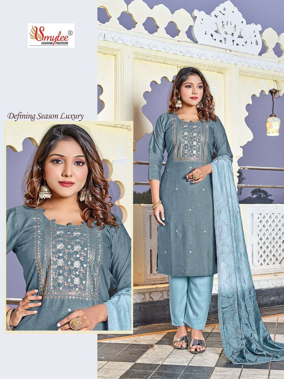 smylee fashion chhela 1001-1008 series embroidery works kurtis catalogue at best price 