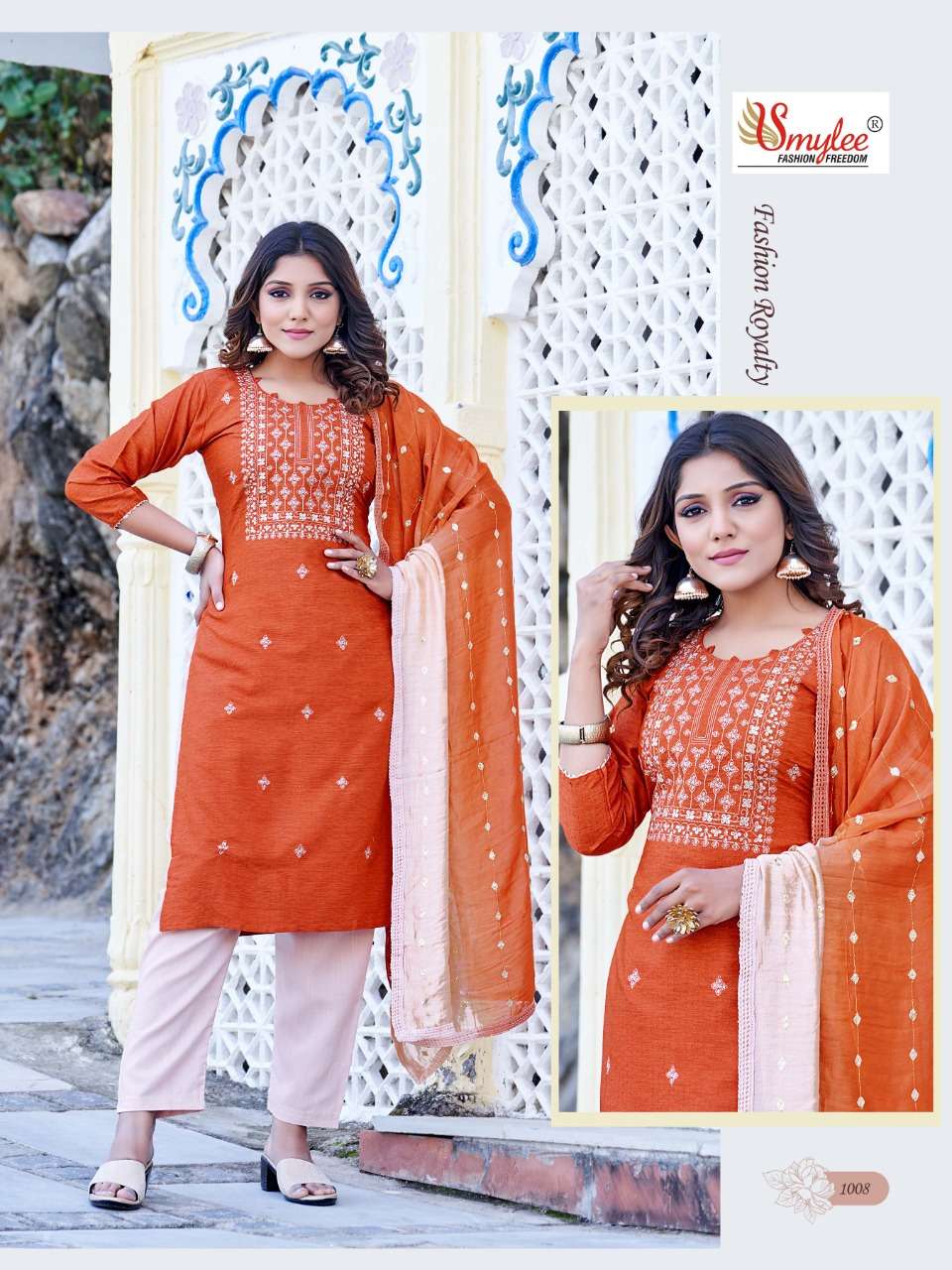 smylee fashion chhela 1001-1008 series embroidery works kurtis catalogue at best price 