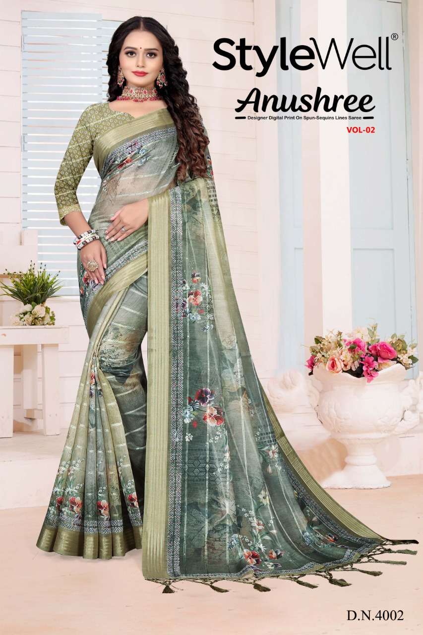 stylewell anushree vol-2 4001-4007 series fancy look designer saree catalogue wholesale price surat 