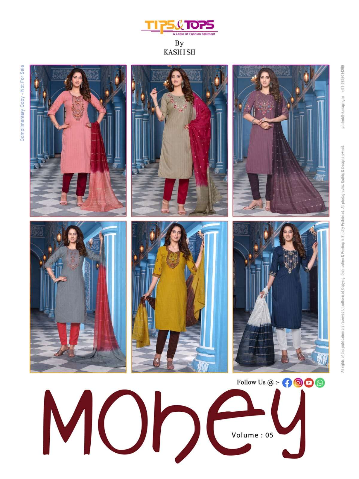 tips&tops mohey vol-5 501-506 series fancy handwork kurti with bottom and dupatta catalogue wholesale price surat 