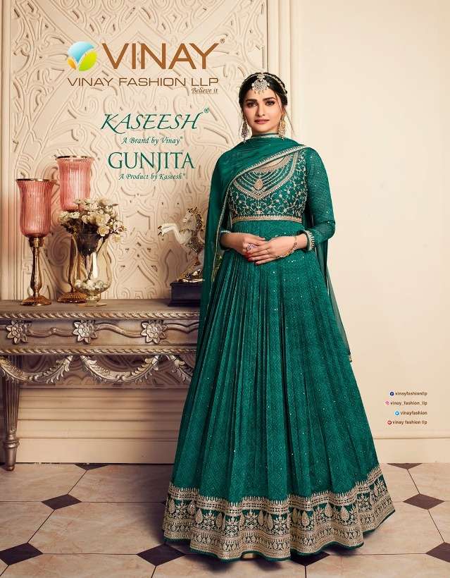 vinay fashion gunjita 62611-62616 series readymade gown party wear collection online price surat 
