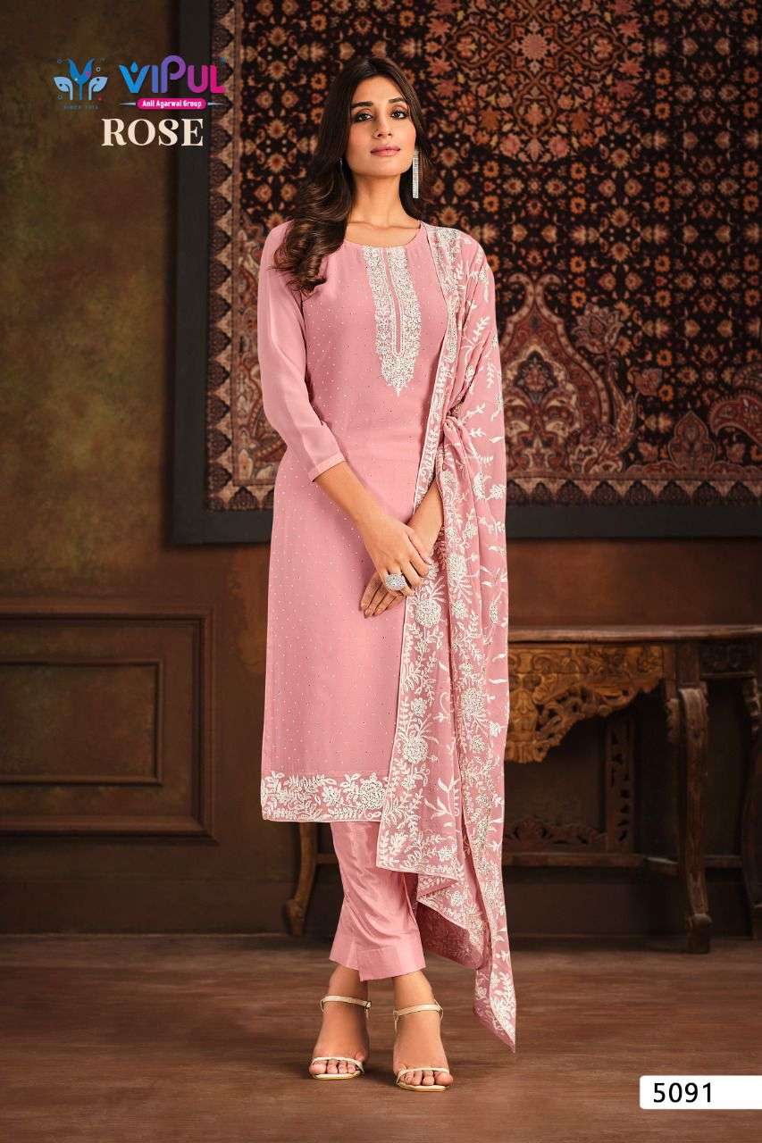 vipul fashion rose 5091-5096 series top bottom with dupatta catalogue online supplier surat 