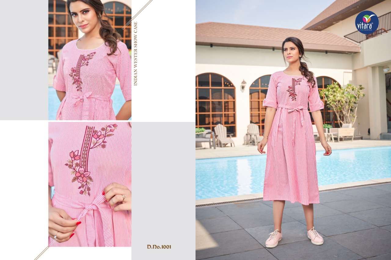 vitara fashion vanila 1001-1004 series fancy look designer kurti catalogue at best price surat