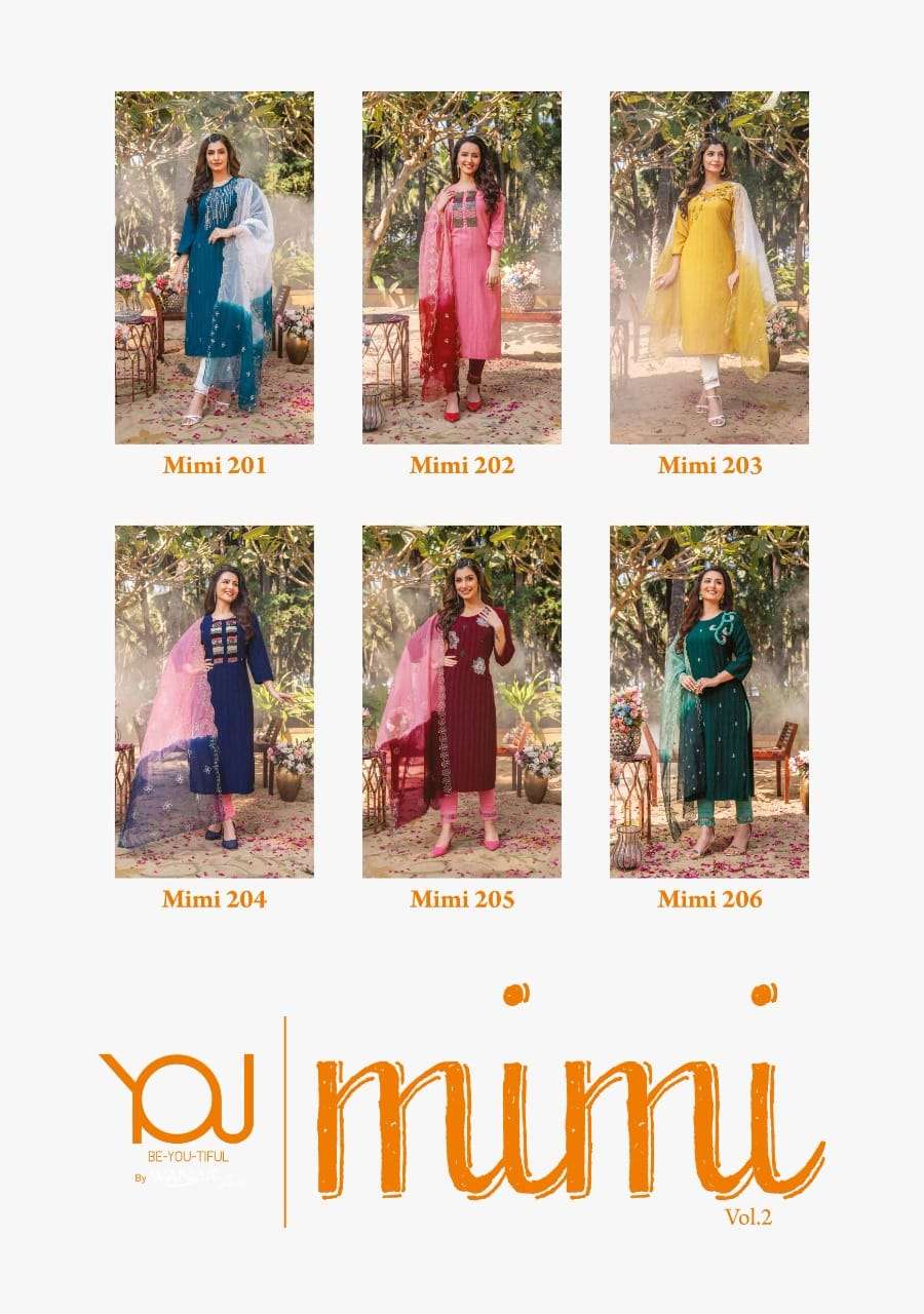 wanna mimi vol-2 201-206 series nylon viscose designer kurtis online wholesaler surat