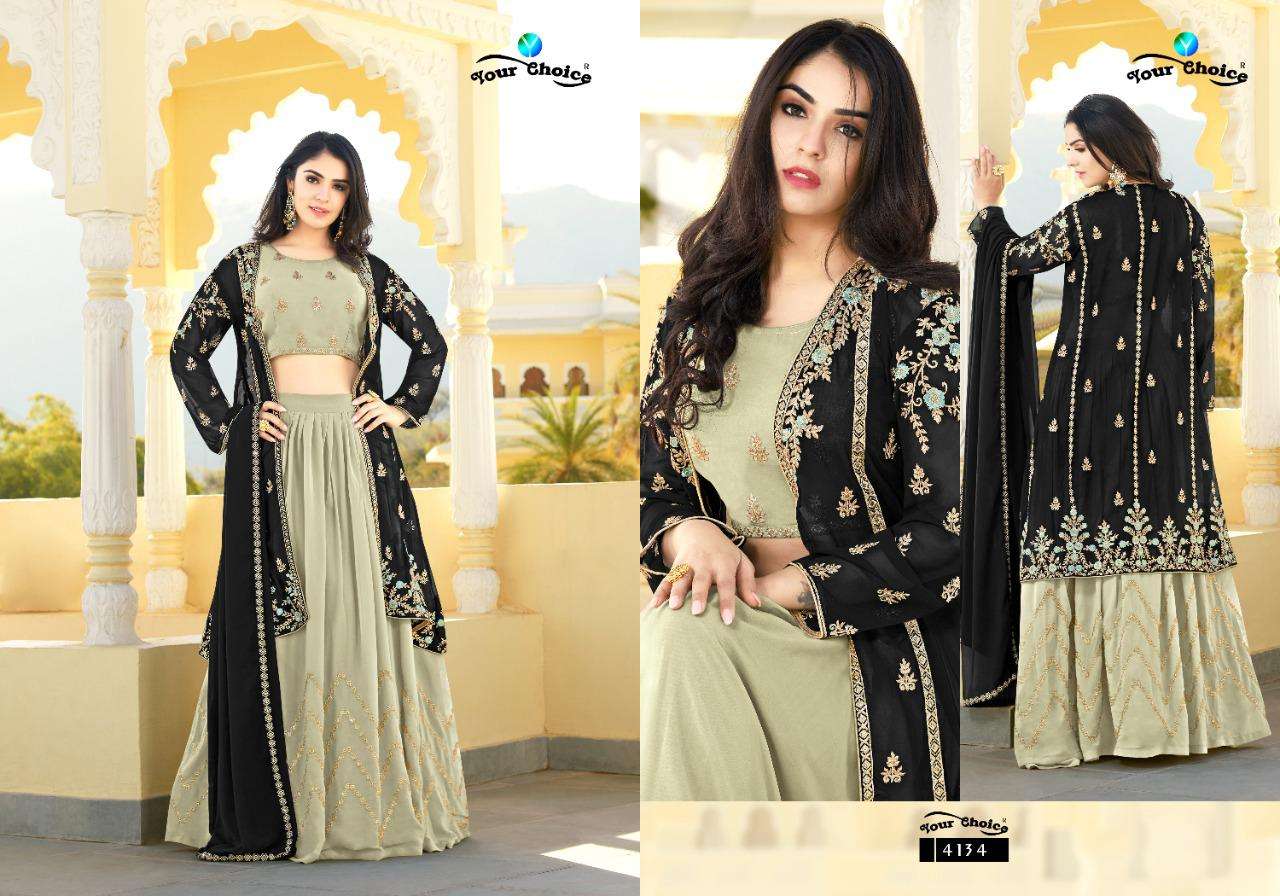 your choice glam hunt 4134-4137 series georgette designer party wear dress collection surat 