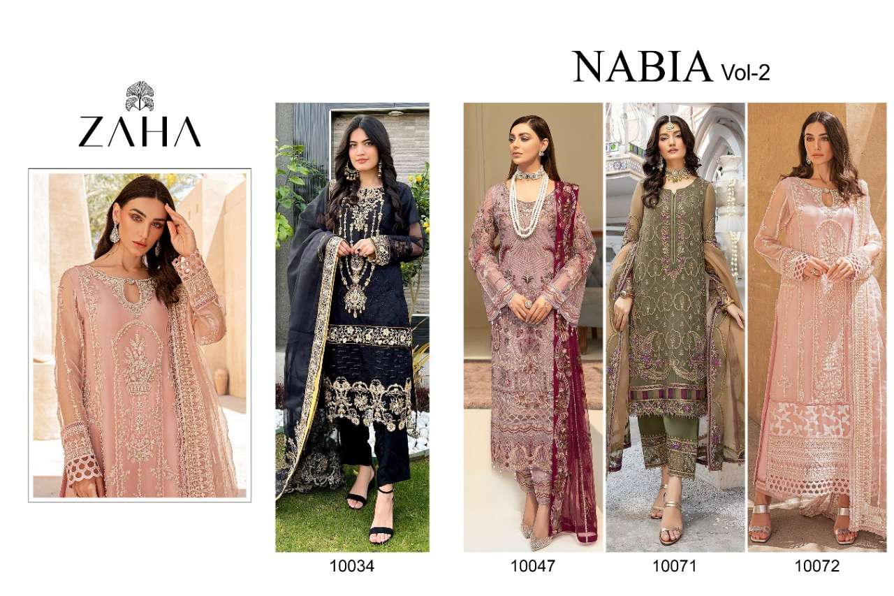 zaha nabia vol-2 georgette with embroidered work pakistani suits catalogue online supplier surat