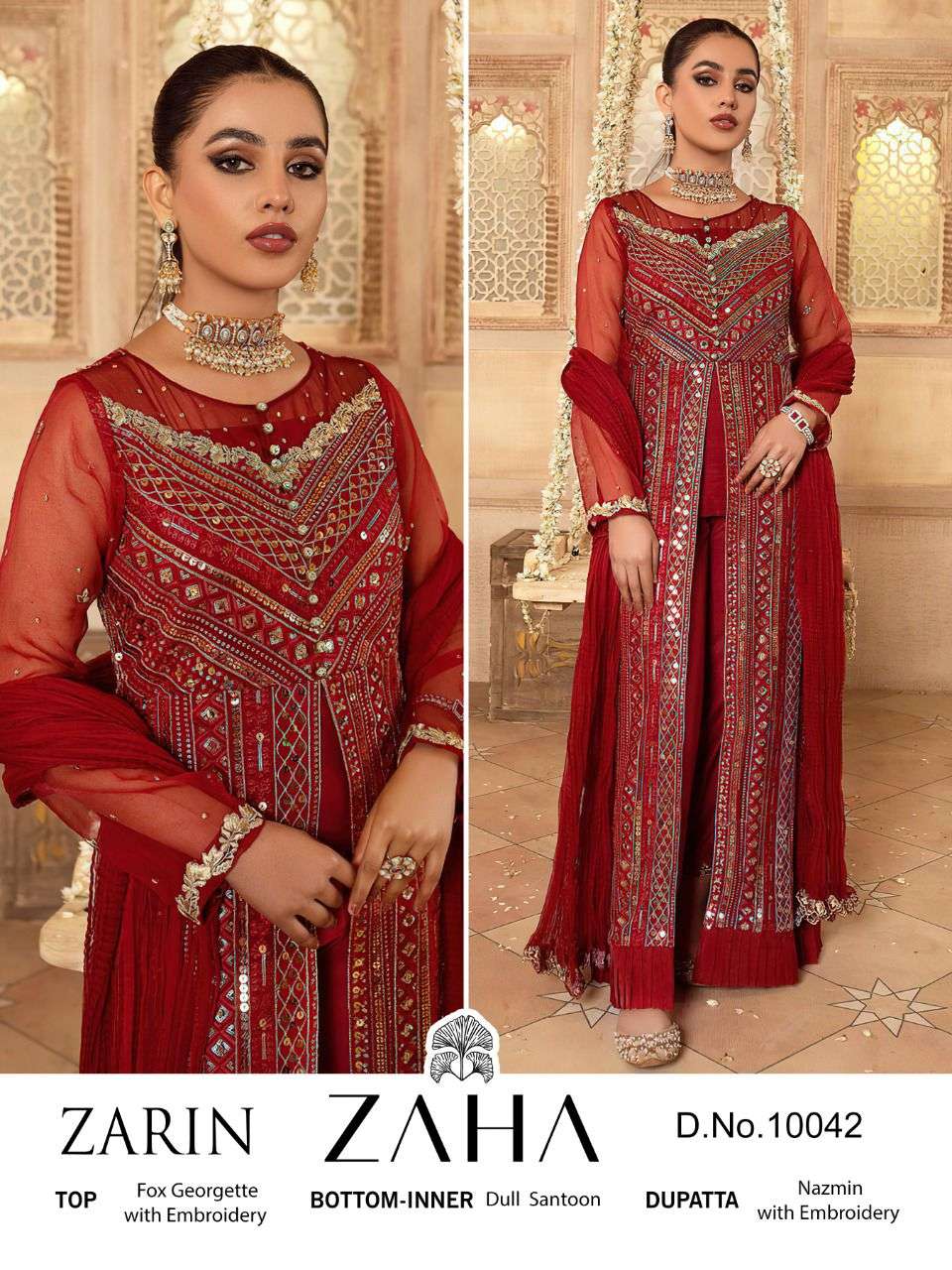 zaha zarin 10040-10042 series stylish look designer pakistani salwar suits wholesaler surat 