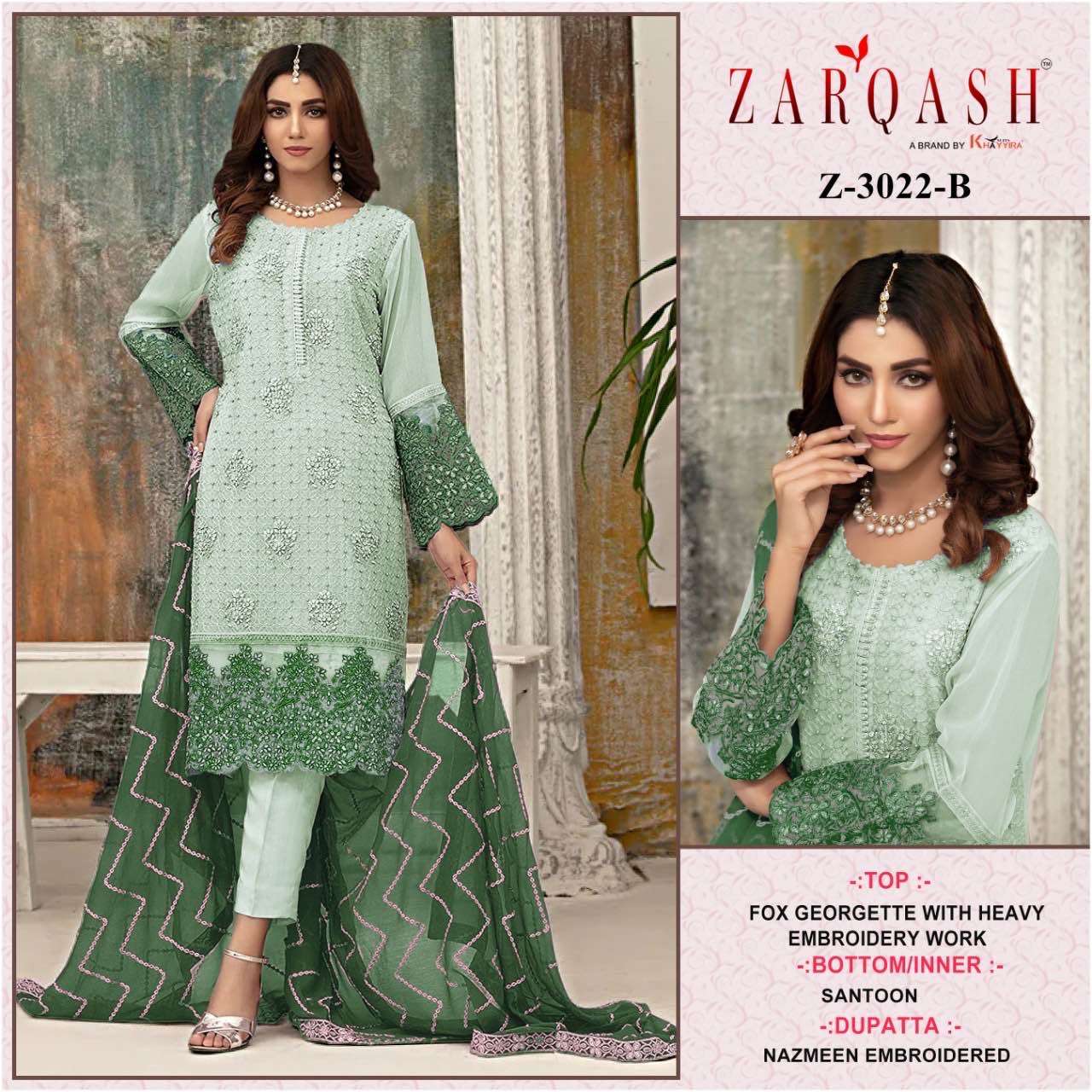 zarqash 3022 series trendy designer pakistani suits online supplier surat 