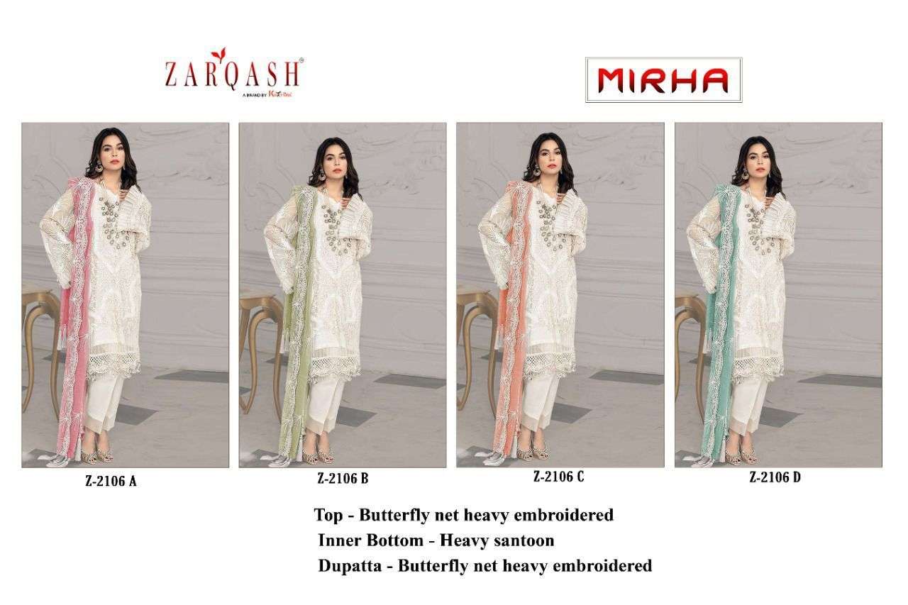 zarqash mirha 2106 series butterfly net with embroidered work salwar suits surat