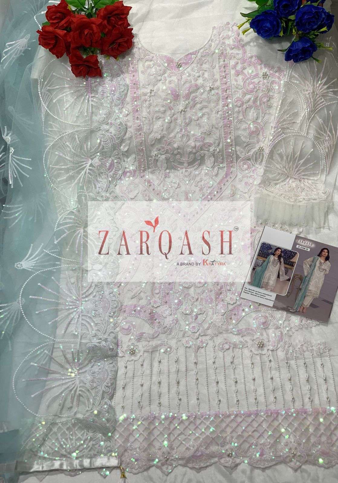 zarqash mirha 2106 series butterfly net with embroidered work salwar suits surat