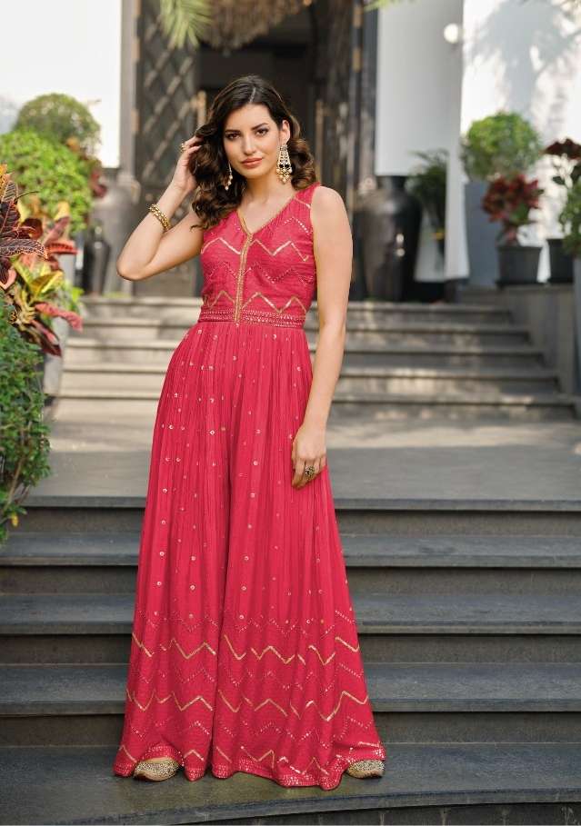 zaveri jumpsuit 1072 series chinon with embroidered party wear collection wholesale price
