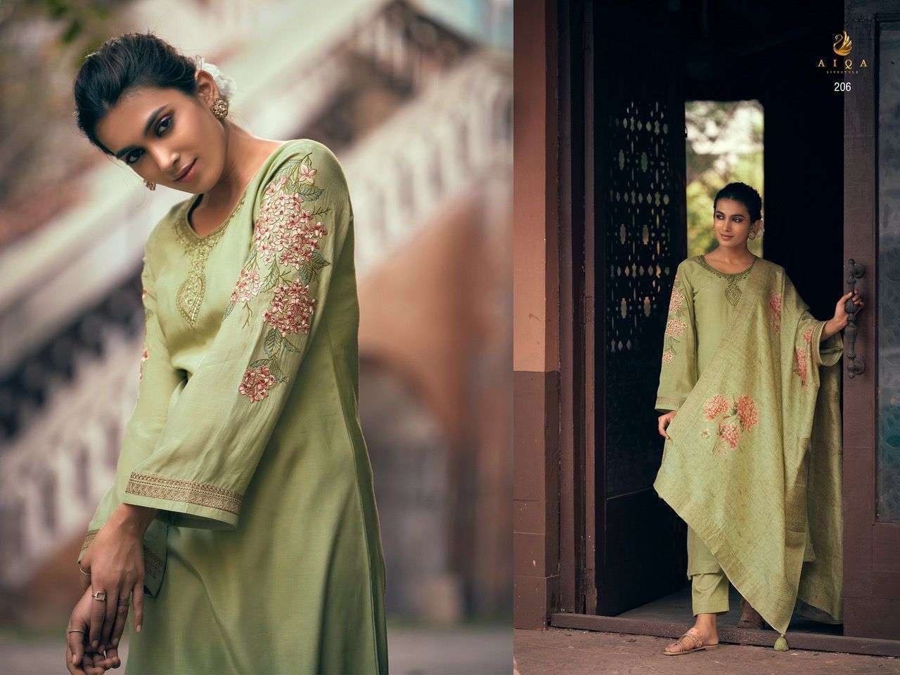 aiqa lifestyle jashne alam 201-208 series exclusive designer dress material catalogue exporter surat 