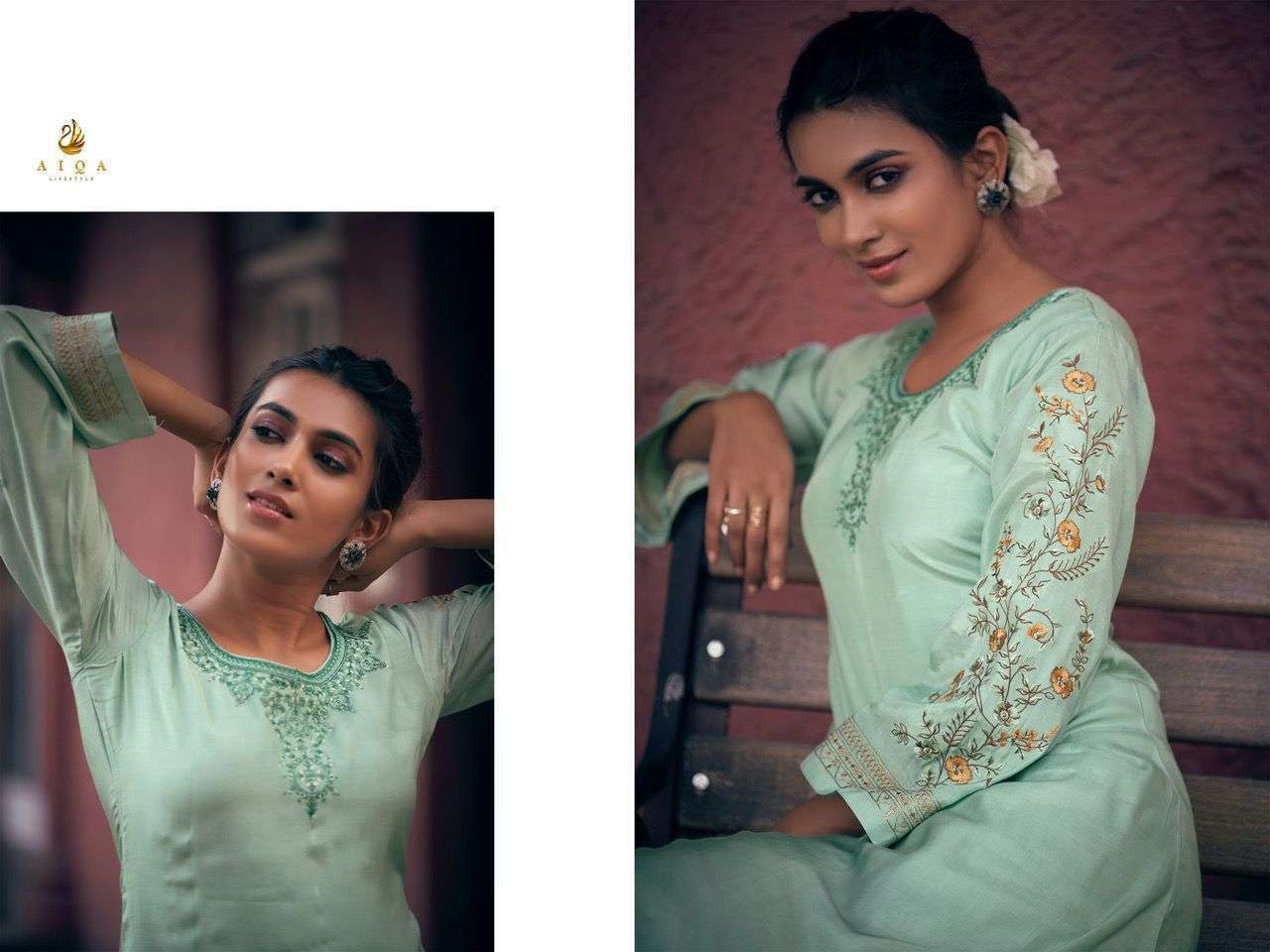aiqa lifestyle jashne alam 201-208 series exclusive designer dress material catalogue exporter surat 