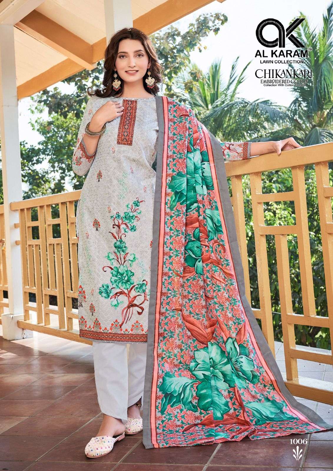 al karam chikankari 1001-1008 series stylish designer pakistani salwar kameez catalogue online wholesaler surat 