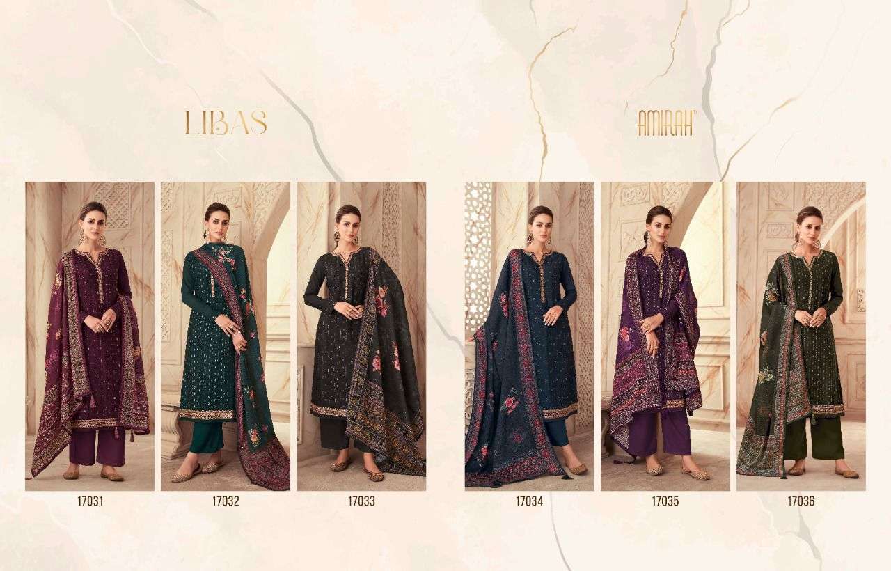 amirah libas 17031-17036 series heavy chinon silk with work designer salwar suits new catalogue surat 