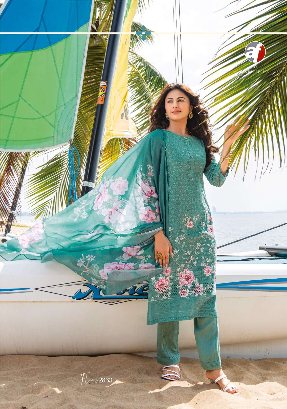 anju fabrics flairs 2831-2836 series fancy designer kurtis catalogue online market surat 