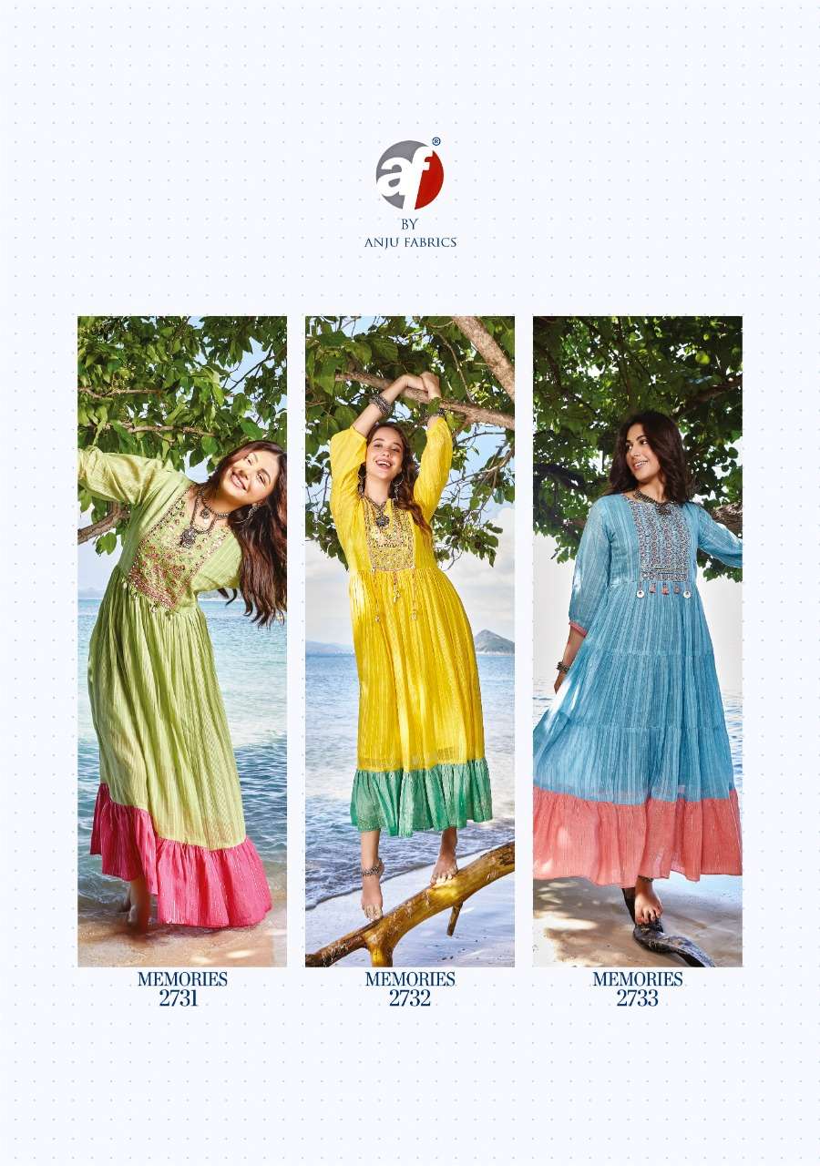 anju fabrics memories vol-3 2731-2736 series cotton designer gown wholesale price surat
