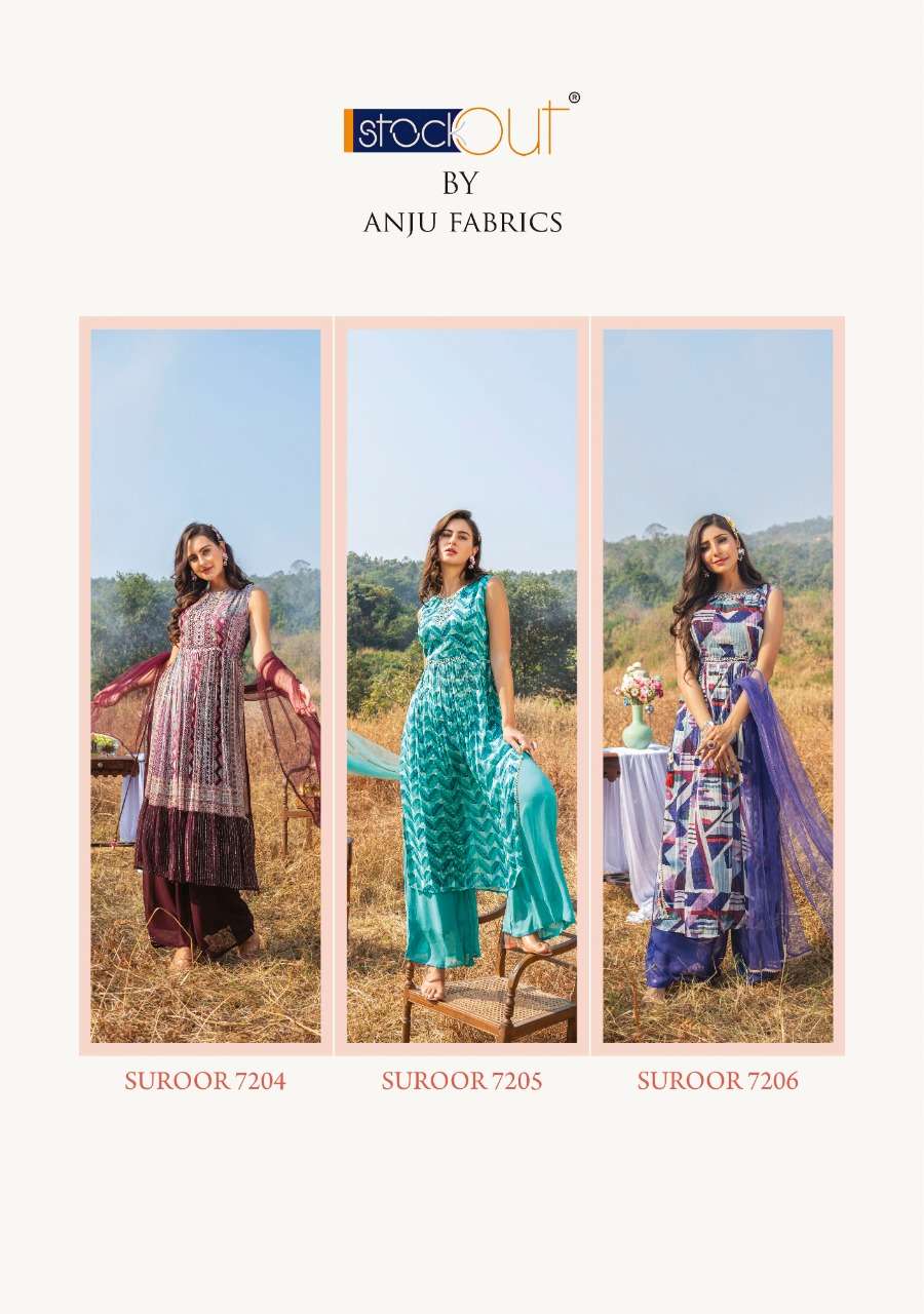 anju fabrics suroop 7201-7206 series nyra kurti plazzo with dupatta catalogue wholesaler surat 