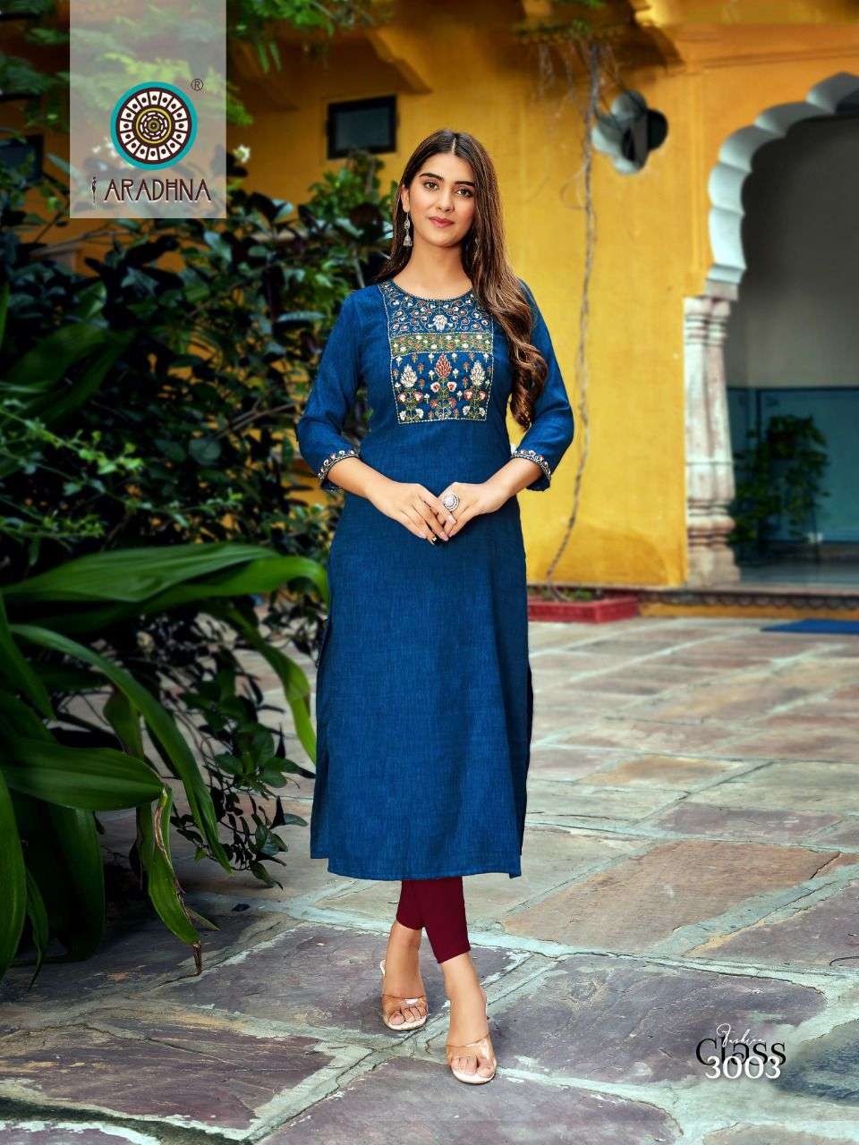 aradhna fashion class vol-3 3001-3005 series fancy rayon with embroidery work latest kurtis collection surat 
