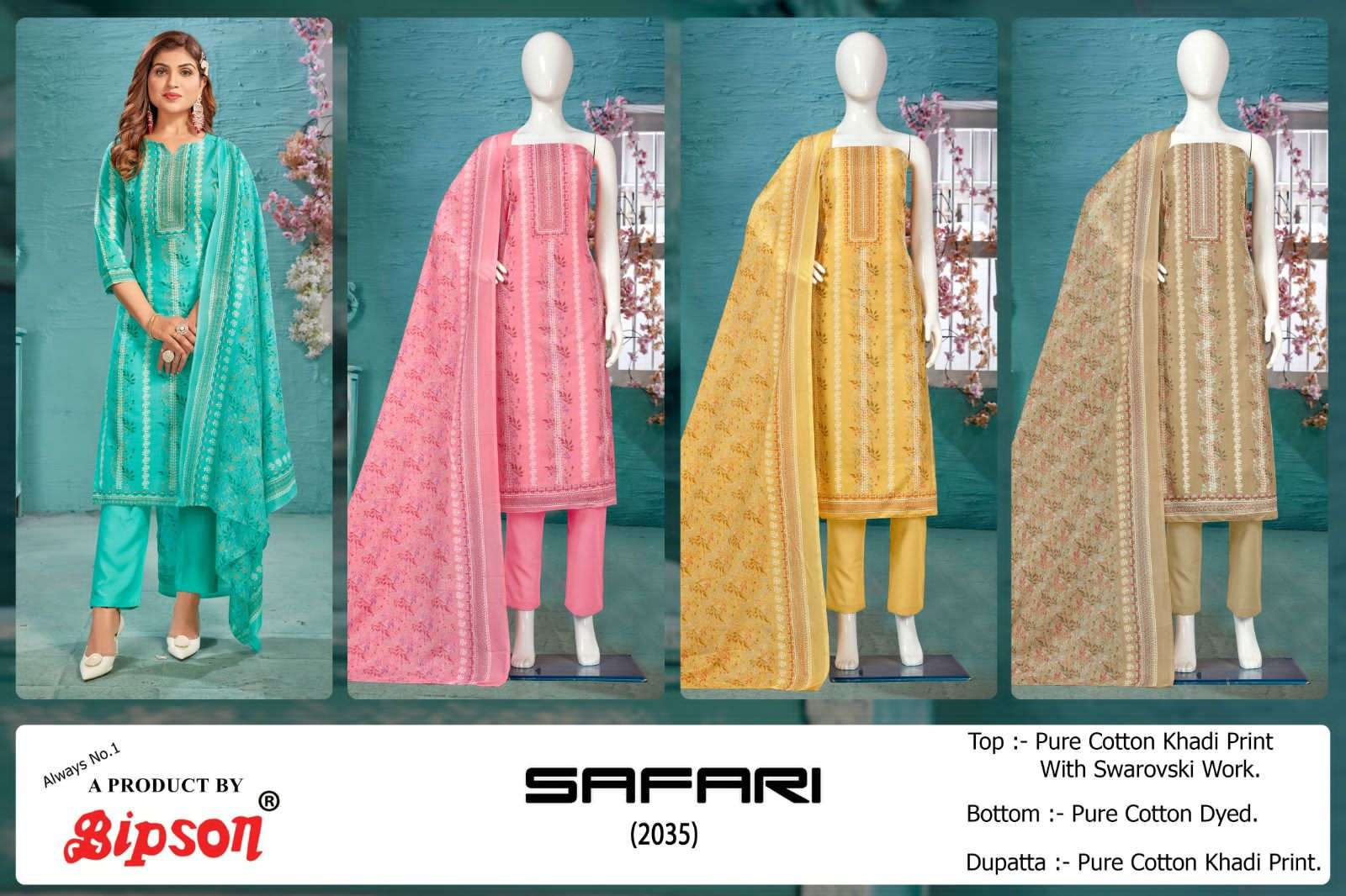 bipson prints safari 2035 unstitched designer salwar kameez catalogue online dealer surat 