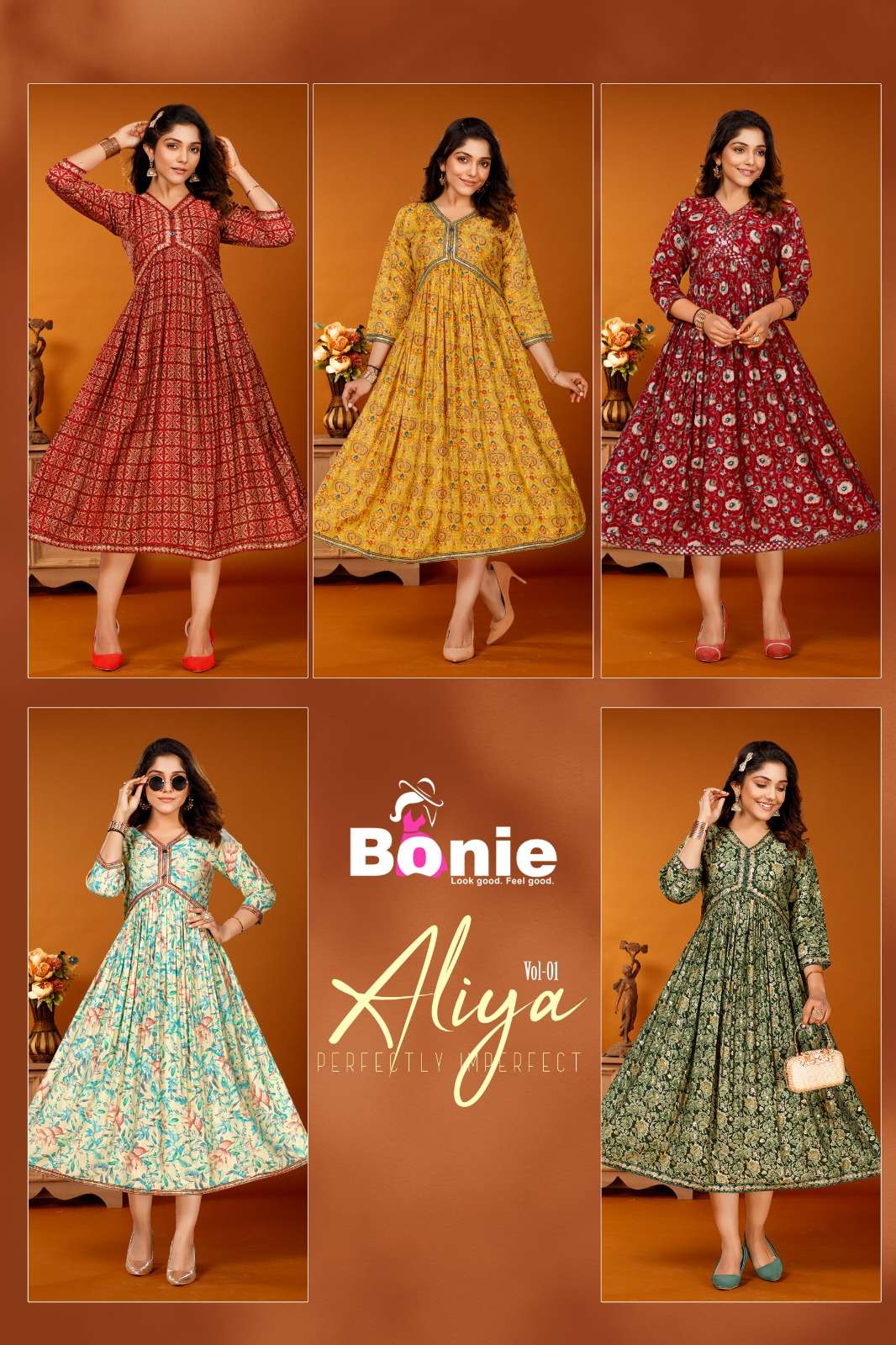 bonie aliya vol-1 1001-1005 series fancy look designer kurtis catalogue online wholesaler surat 