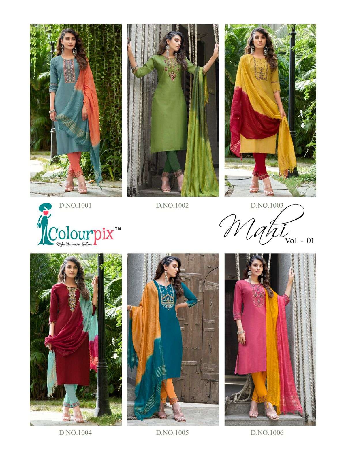 colourpix mahi vol-1 1001-1006 series trendy designer kurtis catalogue latest collection 