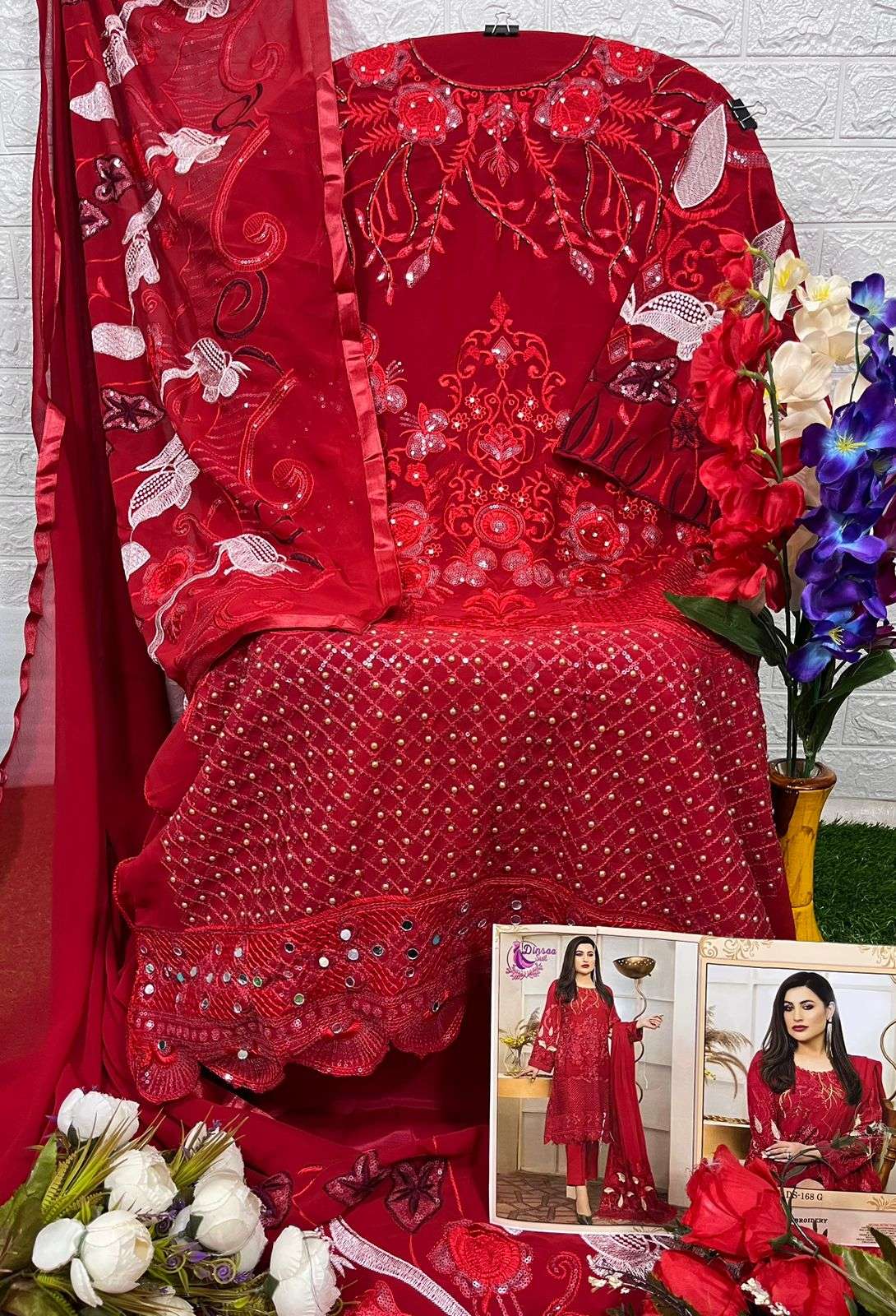 dinsaa suit 168 series faux georgette designer pakistani salwar kameez collection wholesaler surat 