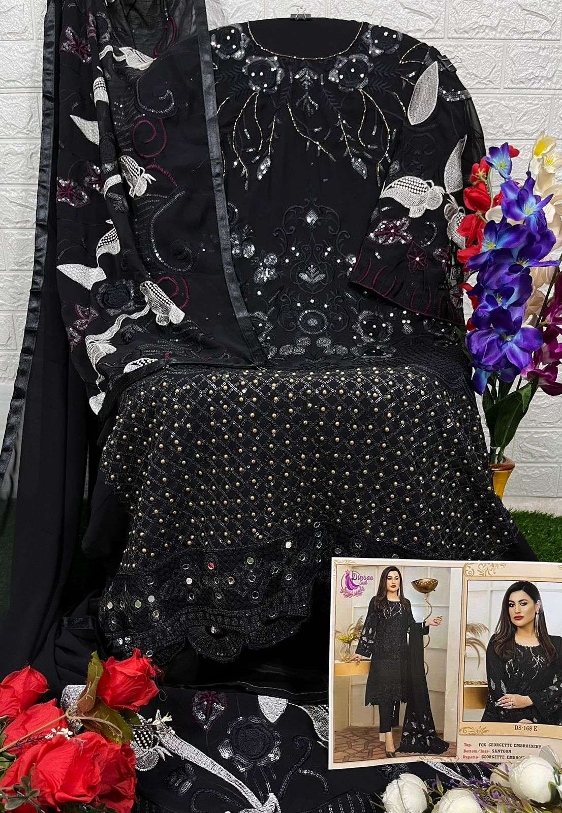 dinsaa suit 168 series faux georgette designer pakistani salwar kameez collection wholesaler surat 