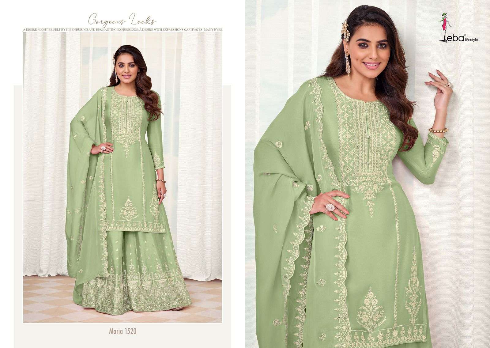 eba lifestyle maria 1519-1522 series stylish look designer party wear salwar suits catalogue exporter surat 