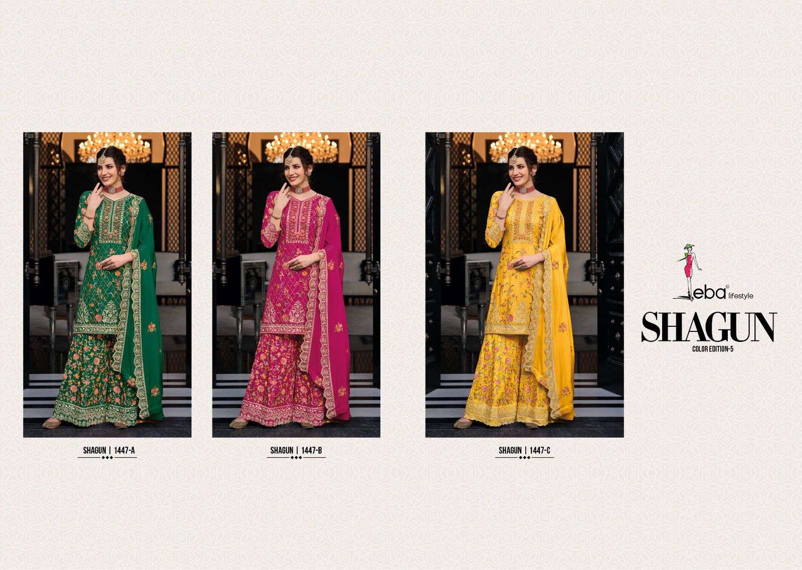 eba lifestyle shagun color edition vol-5 1447 series function special designer salwar kameez catalogue surat 
