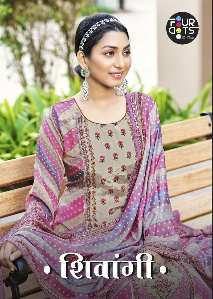 four dots shivangi 10131-10134 series pure natural crepe designer salwar suits catalogue online supplier surat 