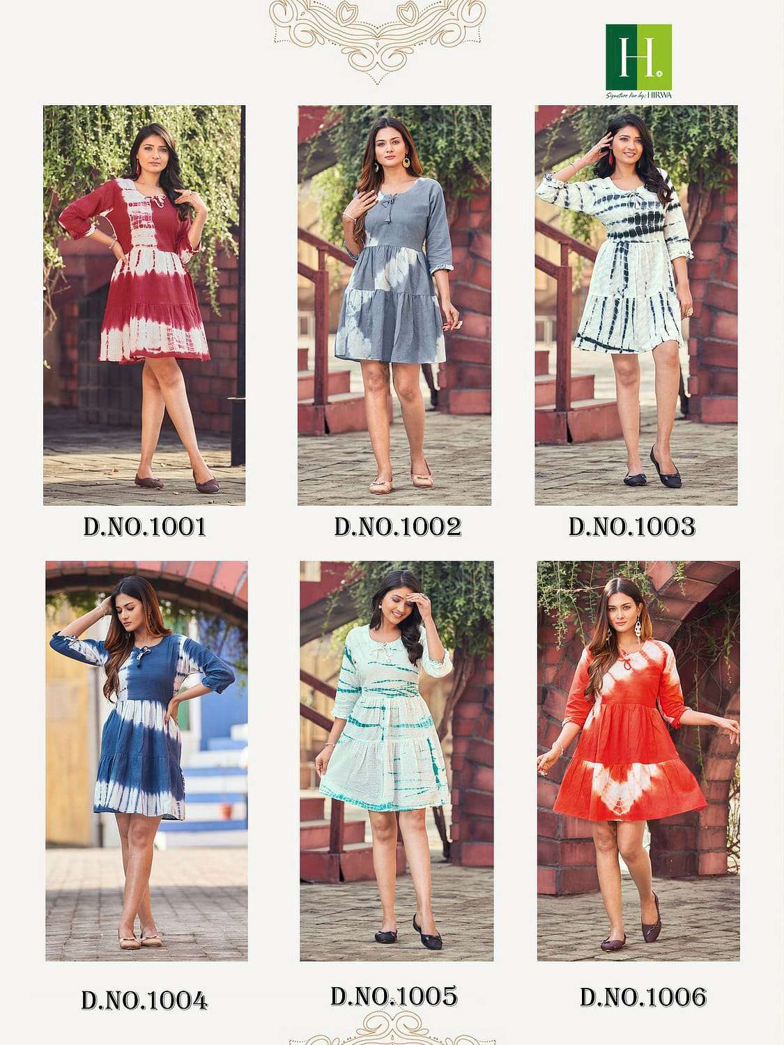 hirwa shirley 1001-1006 series trendy designer tunic tops catalogue wholesaler surat 