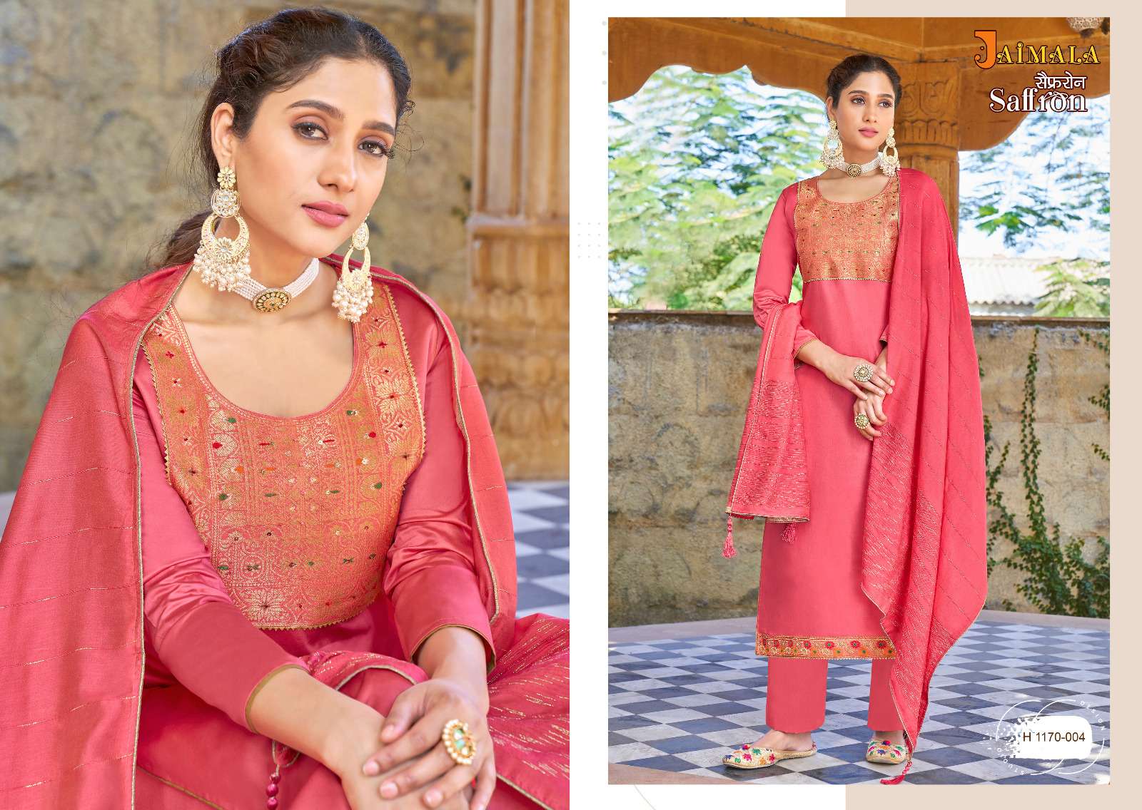 jaimala saffron indian designer salwar kameez catalogue wholesale price surat 