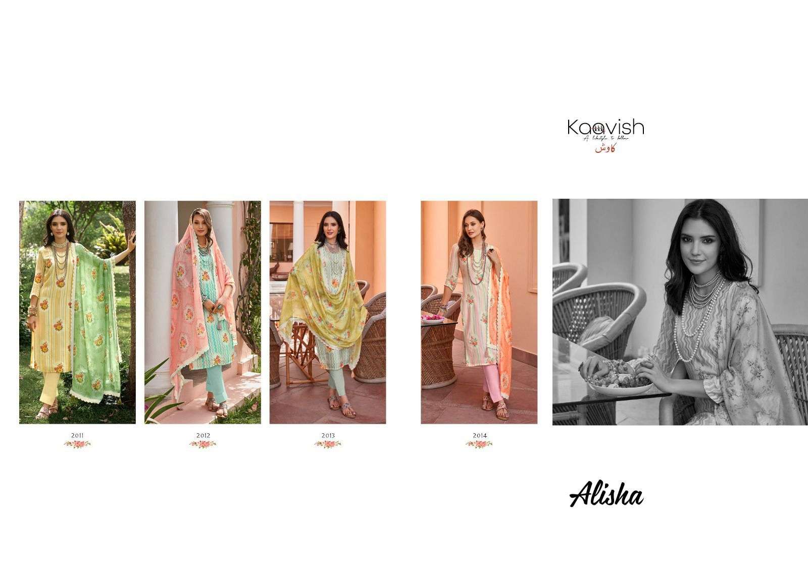 kaavish fashion alisha 2011-2014 series digital printed with work designer salwar kameez dress material surat 