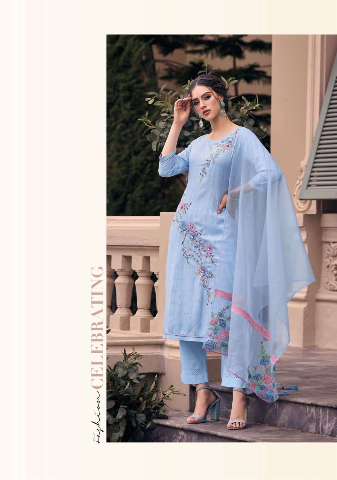 kailee fashion fleur vol-2 40001-40006 series designer fancy work top bottom with dupatta catalogue exporter surat 