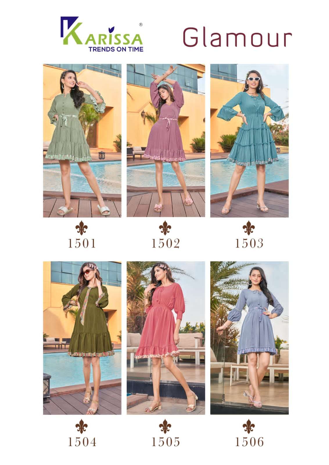 karissa trends glamour 1501-1506 series beautiful designer western style kurtis catalogue manufacturer surat 