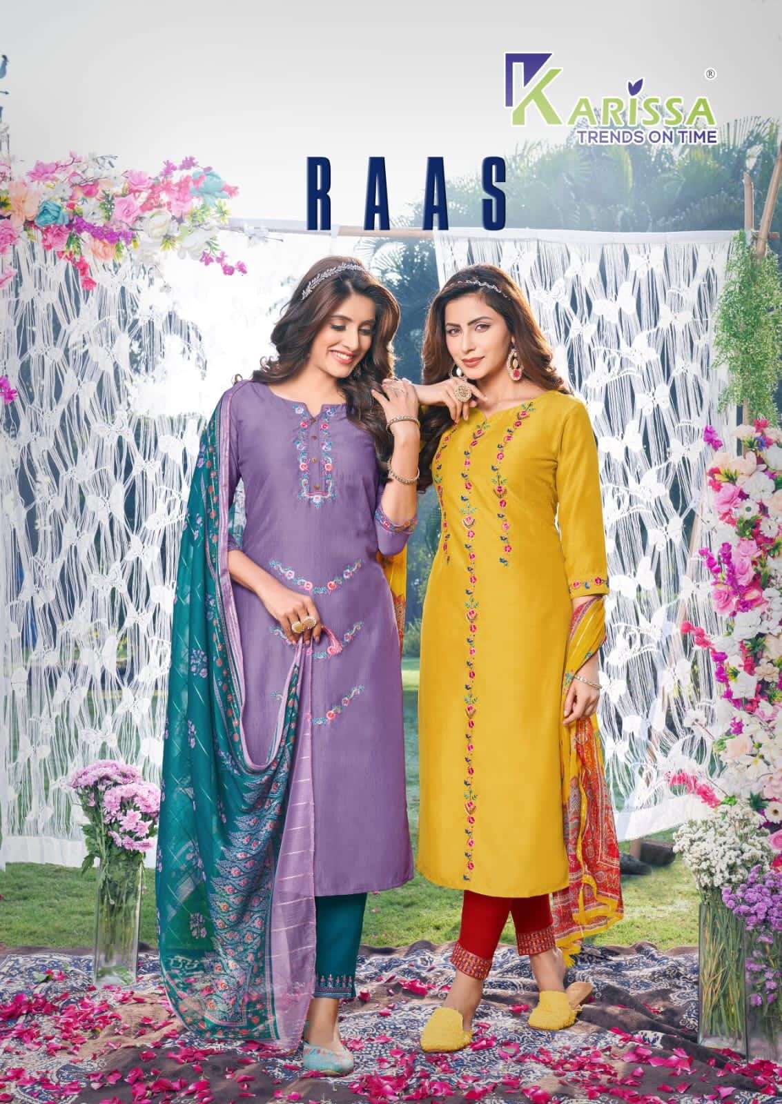 karissa trends raas 1201-1206 series fancy designer top bottom with dupatta catalogue manufacturer surat 
